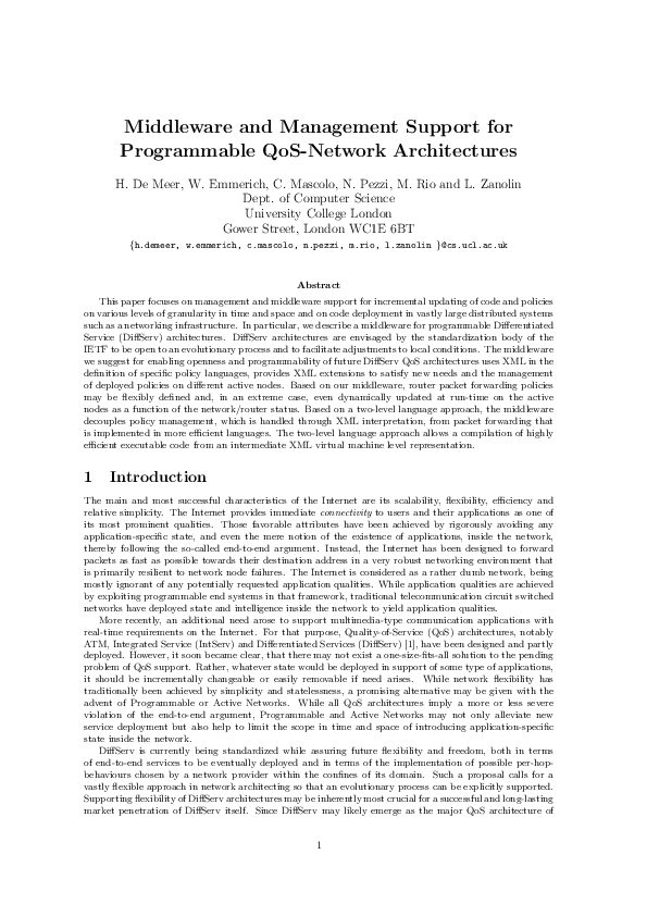 (PDF) Middleware and management support for programmable QoS-network ...