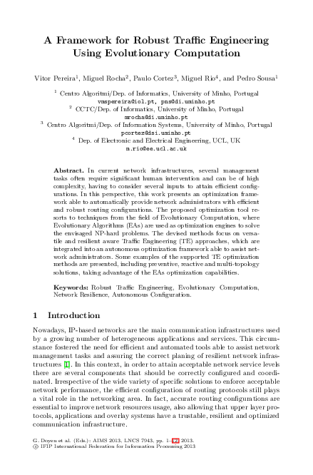(PDF) A Framework for Robust Traffic Engineering Using Evolutionary ...