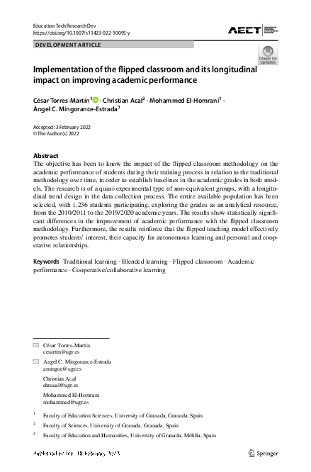 (PDF) Implementation of the flipped classroom and its longitudinal ...