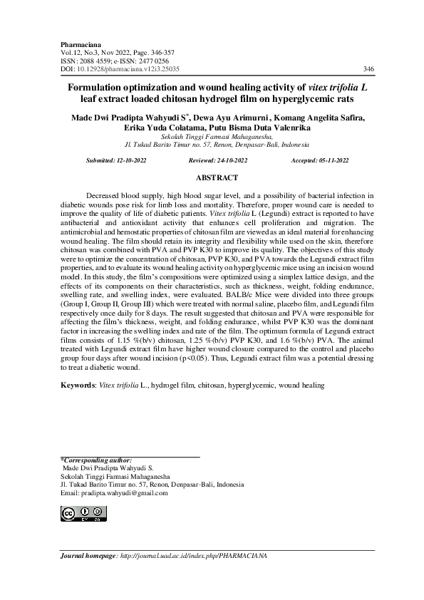 (PDF) Formulation optimization and wound healing activity of Vitex ...