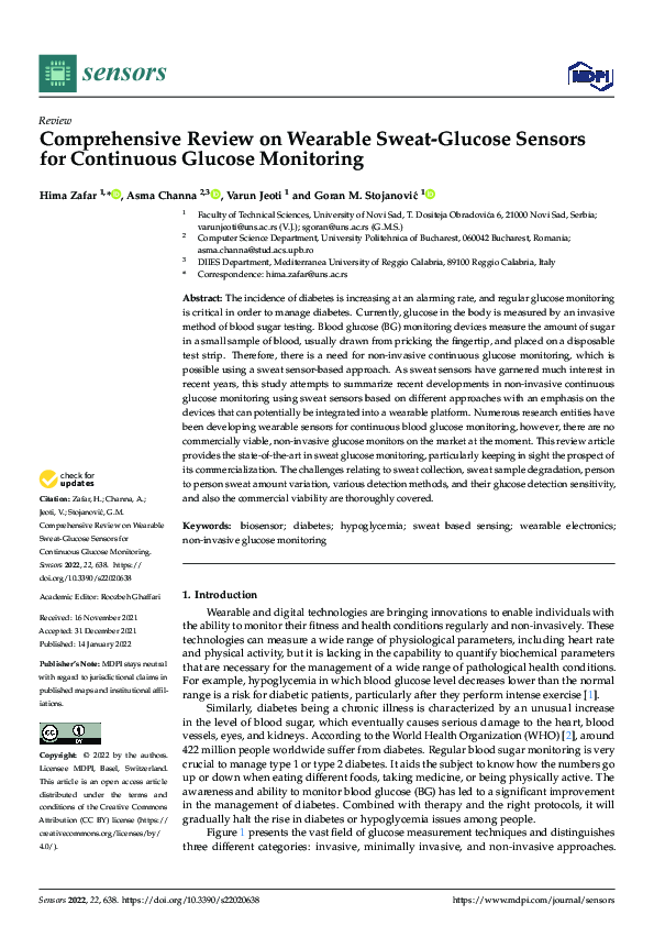 (PDF) Comprehensive Review on Wearable Sweat-Glucose Sensors for ...