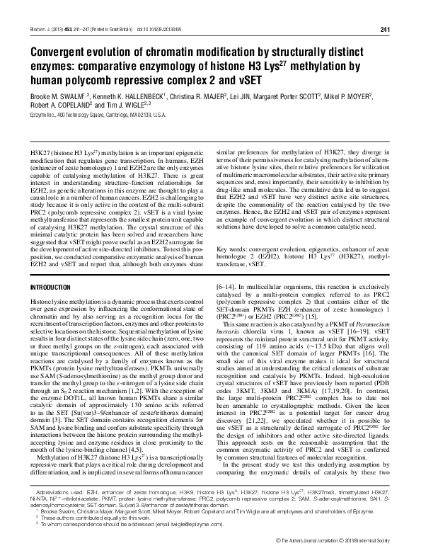 (PDF) Convergent evolution of chromatin modification by structurally ...