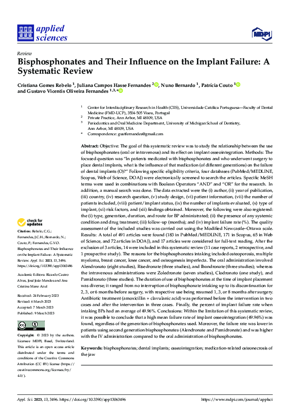 (PDF) Bisphosphonates and Their Influence on the Implant Failure: A ...