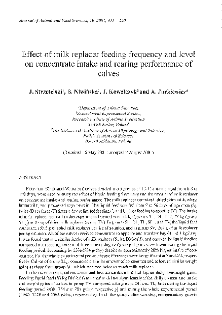 (PDF) Effect of milk replacer feeding frequency and level on ...