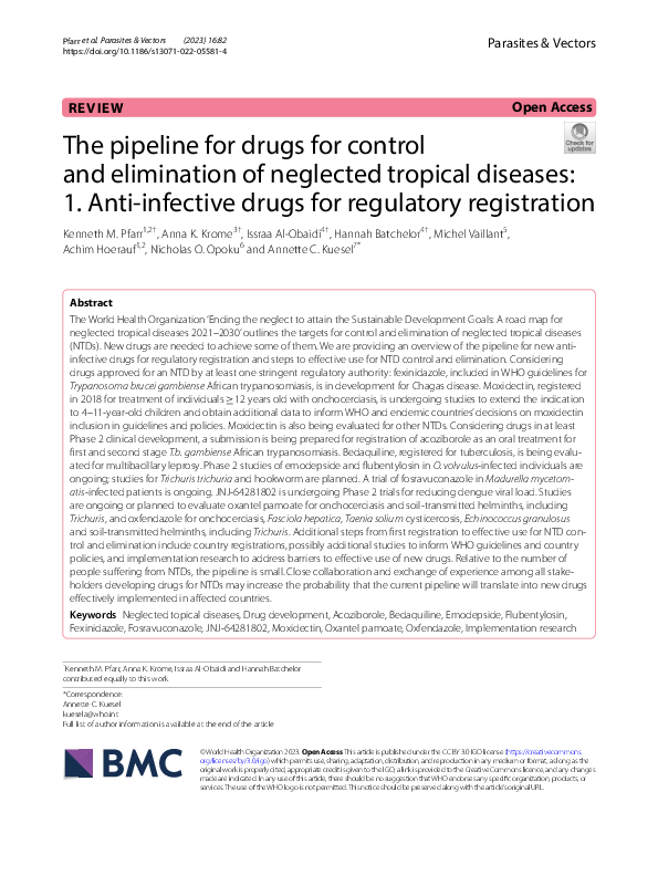 (PDF) The pipeline for drugs for control and elimination of neglected ...