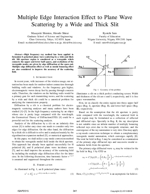 (PDF) Multiple Edge Interaction Effect to Plane Wave Scattering by a ...