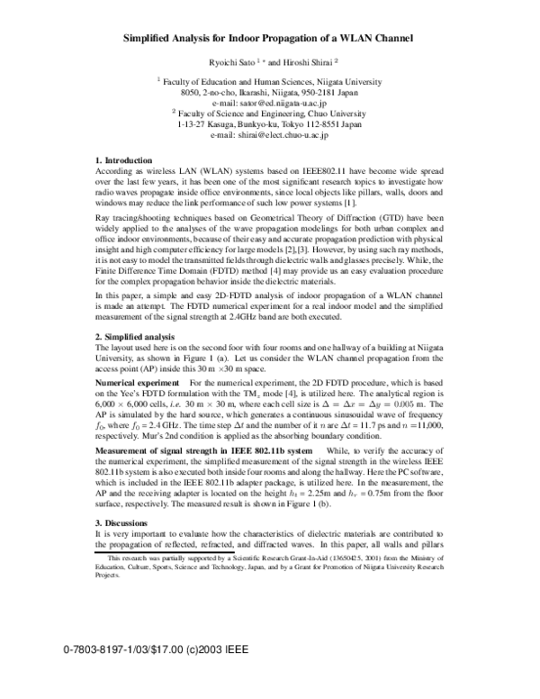 (PDF) Simplified analysis for indoor propagation of a WLAN channel