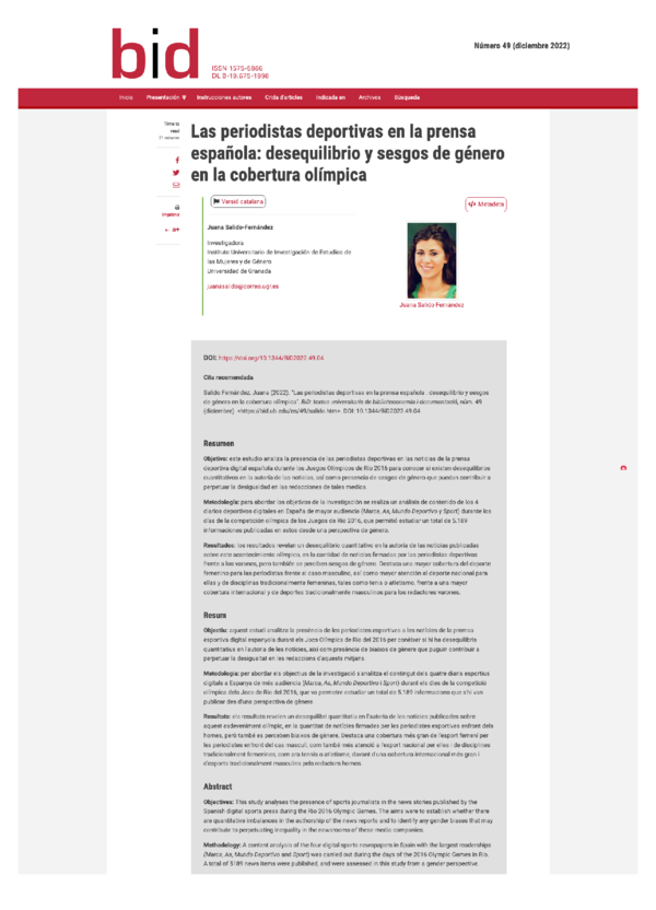 (PDF) Las periodistas deportivas en la prensa española: desequilibrio y ...