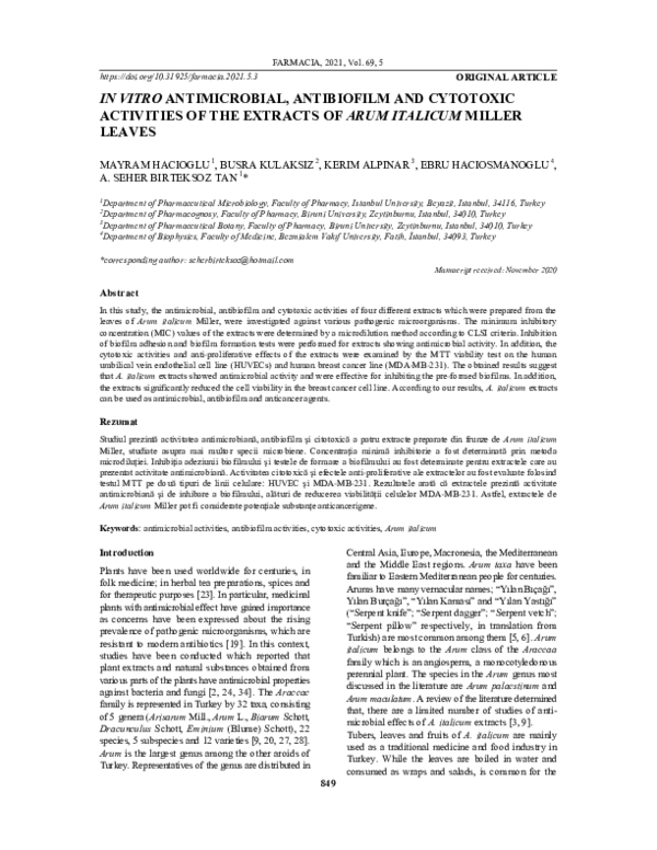 (PDF) In Vitro Antimicrobial, Antibiofilm and Cytotoxic Activities of ...