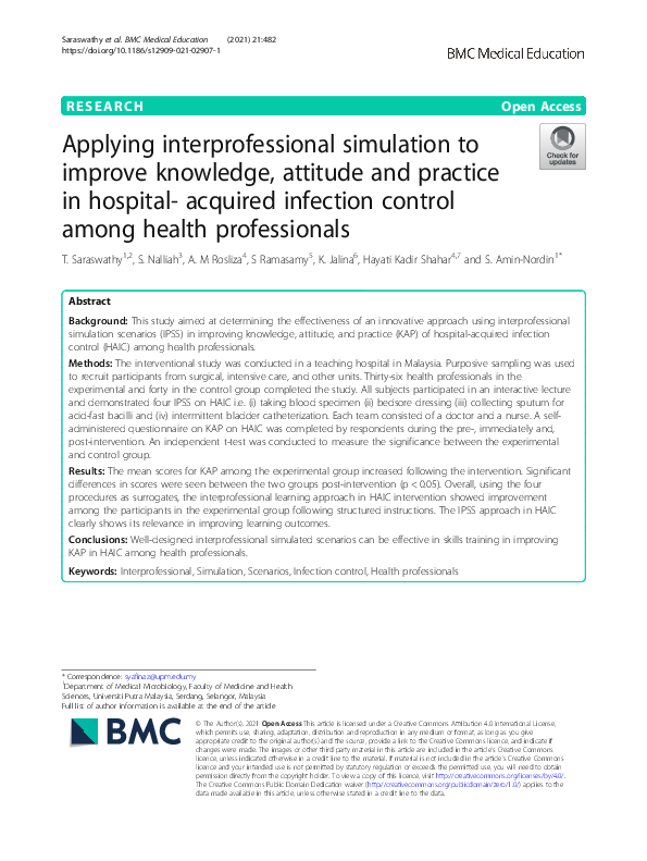 (PDF) Applying interprofessional simulation to improve knowledge ...