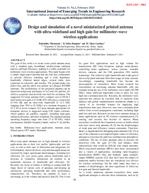 (PDF) Design and simulation of a novel miniaturized printed antenna ...