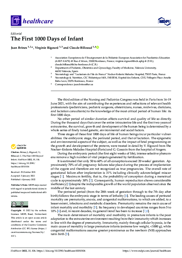 (PDF) The First 1000 Days of Infant