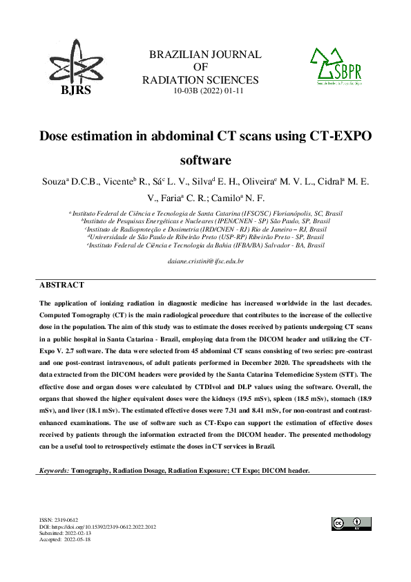 (PDF) Dose estimation in abdominal CT scans using CT-Exposoftware