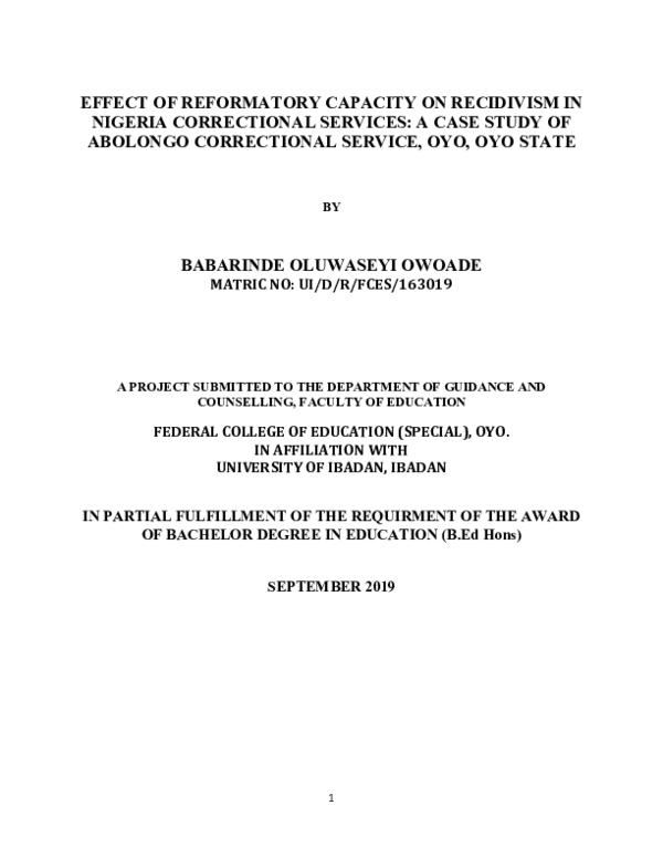 (DOC) EFFECT OF REFORMATORY CAPACITY ON RECIDIVISM IN NIGERIA ...