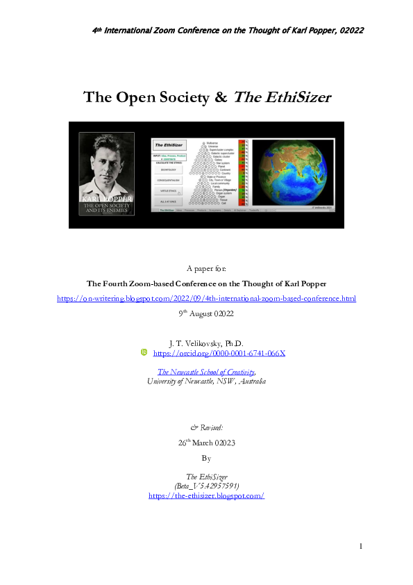 First page of “The Open Society and The EthiSizer”