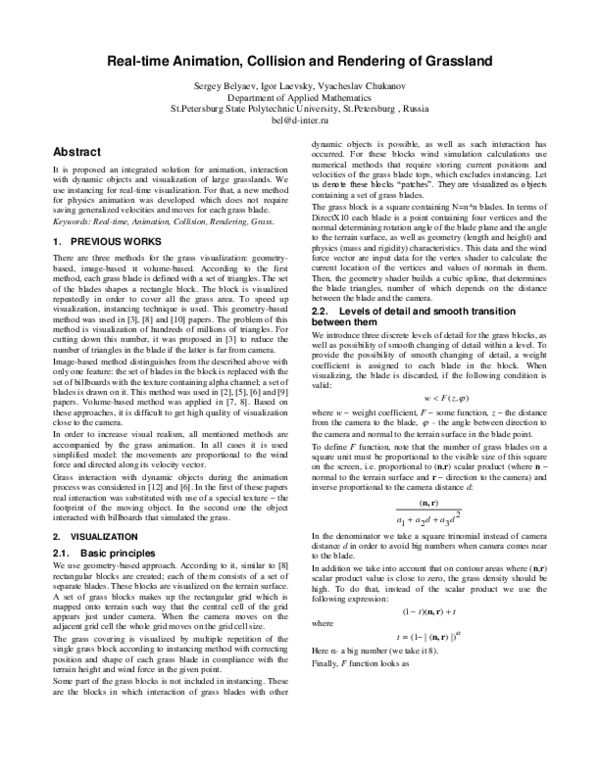 (PDF) Real-time Animation , Collision and Rendering of Grassland