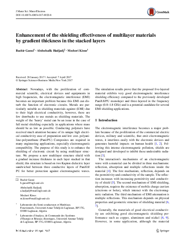 (PDF) Enhancement of the shielding effectiveness of multilayer ...
