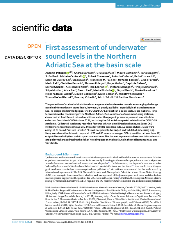 (PDF) First assessment of underwater sound levels in the Northern ...