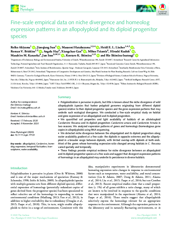 (PDF) Fine‐scale empirical data on niche divergence and homeolog ...