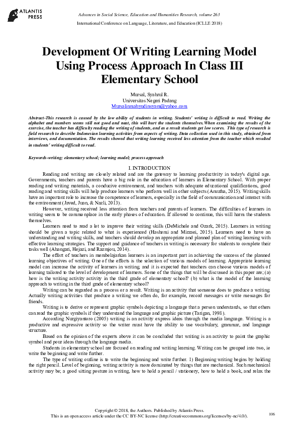 (PDF) Development of Writing Learning Model Using Process Approach In ...