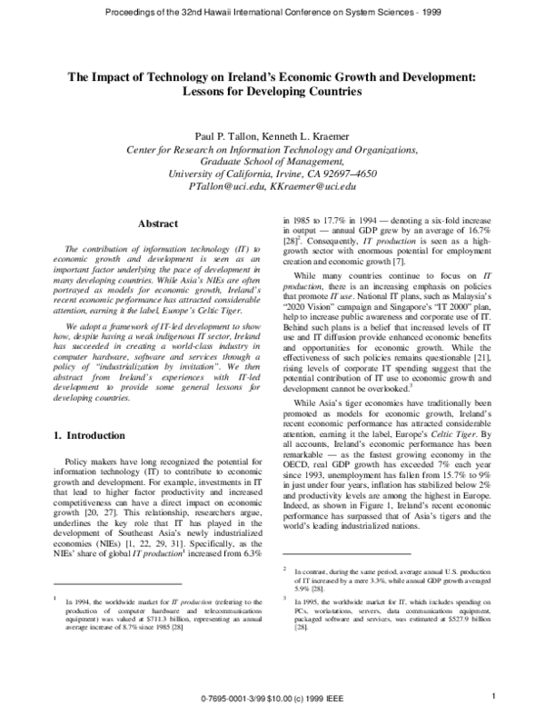 (PDF) The impact of technology on Ireland's economic growth and ...