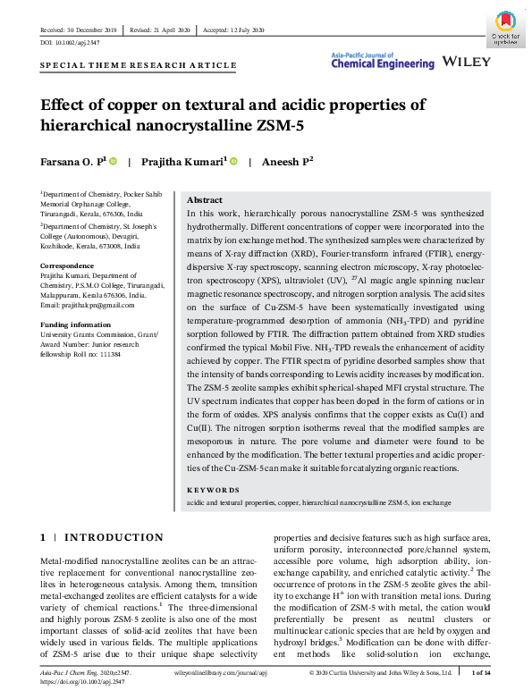 (PDF) Effect of copper on textural and acidic properties of ...