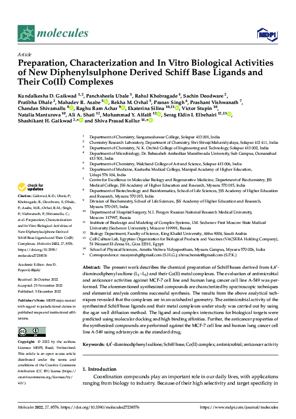 (PDF) Preparation, Characterization and In Vitro Biological Activities ...