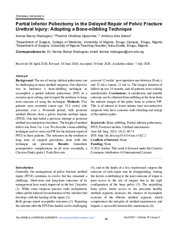 (PDF) Partial Inferior Pubectomy in the Delayed Repair of Pelvic ...
