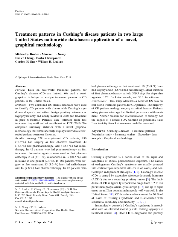 (PDF) Treatment patterns in Cushing’s disease patients in two large ...