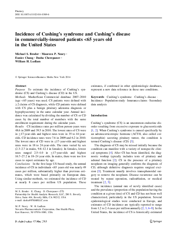 (PDF) Incidence of Cushing’s syndrome and Cushing’s disease in ...