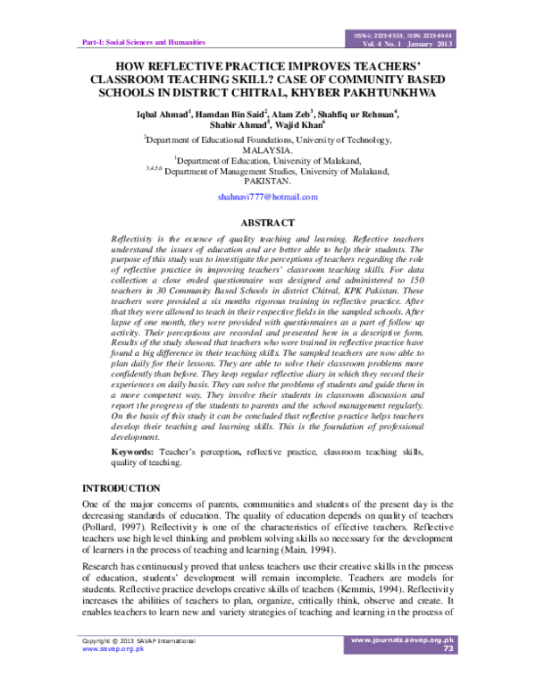 (PDF) How reflective practice improves teachers' classroom teaching ...