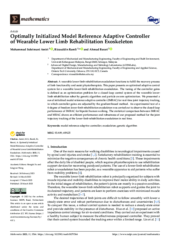 (PDF) Optimally Initialized Model Reference Adaptive Controller of ...