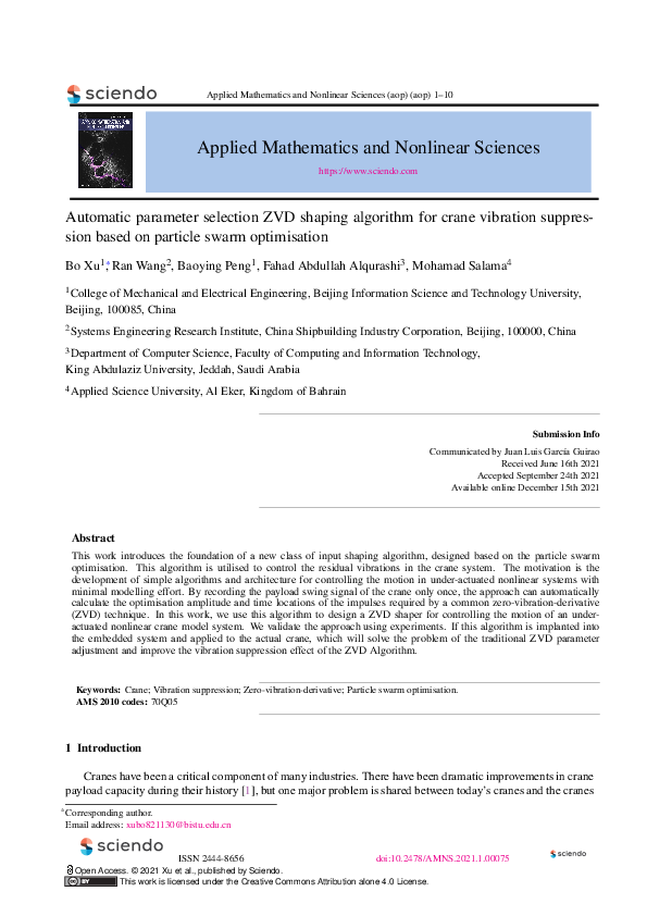 (PDF) Automatic parameter selection ZVD shaping algorithm for crane ...