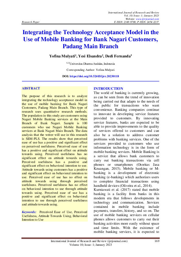 (PDF) Integrating the Technology Acceptance Model in the Use of Mobile ...