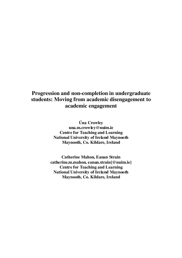(PDF) Progression and non-completion in undergraduate students: Moving ...