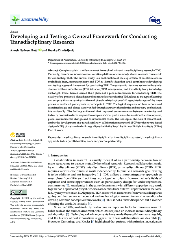 (PDF) Developing and Testing a General Framework for Conducting ...