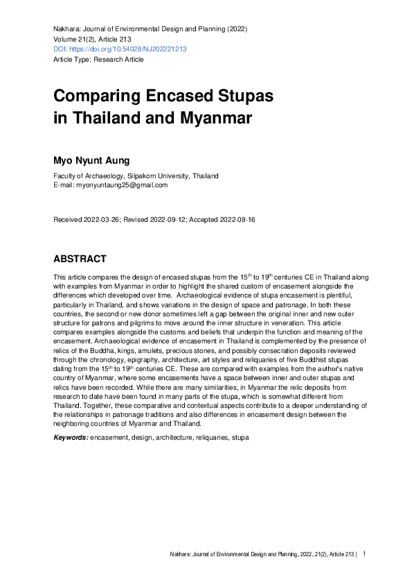 (PDF) Comparing Encased Stupas in Thailand and Myanmar