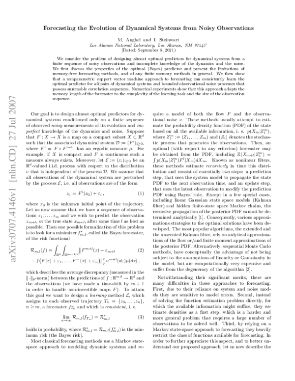 (PDF) Forecasting the Evolution of Dynamical Systems from Noisy ...