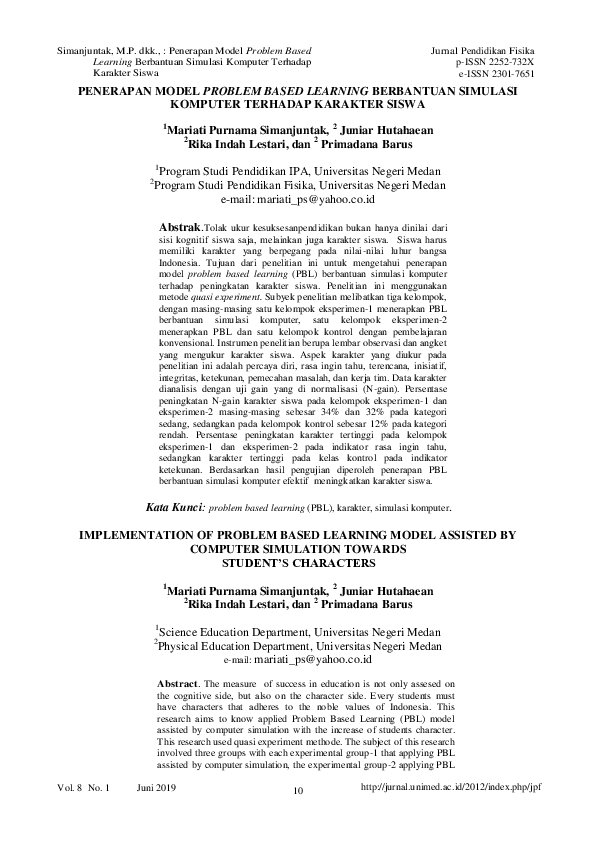 (PDF) Implementation of Problem Based Learning Model Assisted by ...