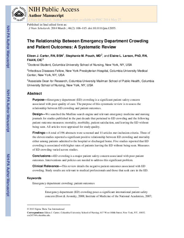 (PDF) The Relationship Between Emergency Department Crowding and ...