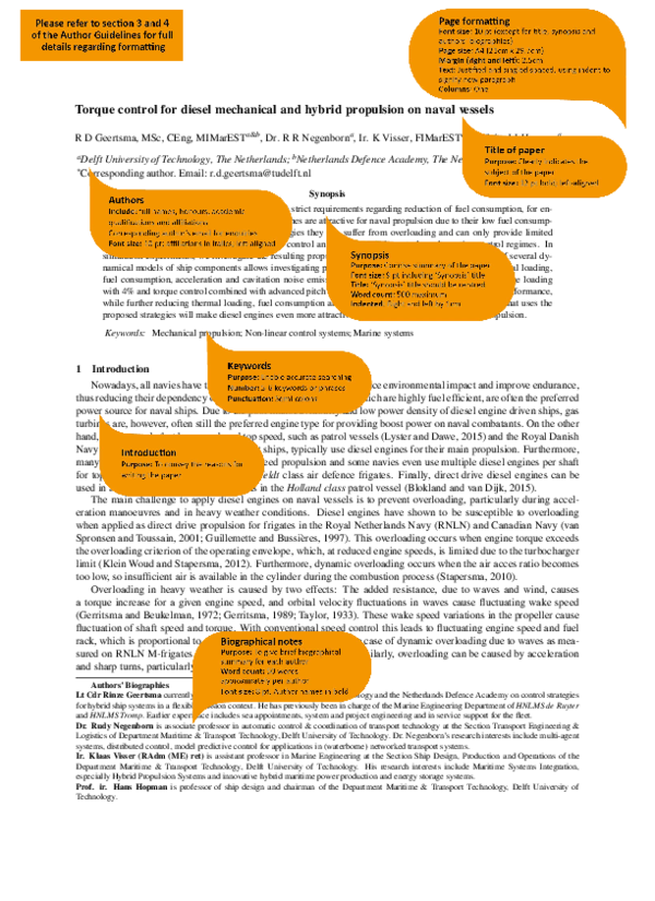 (PDF) Torque control for diesel mechanical and hybrid propulsion on ...