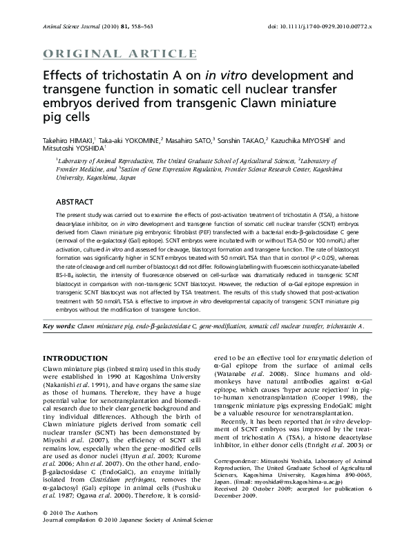 (PDF) Effects of trichostatin A on in vitro development and transgene ...