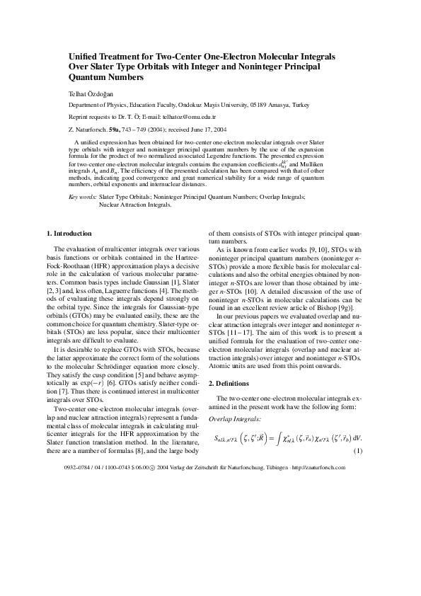  pdf unified expression for two center integrals