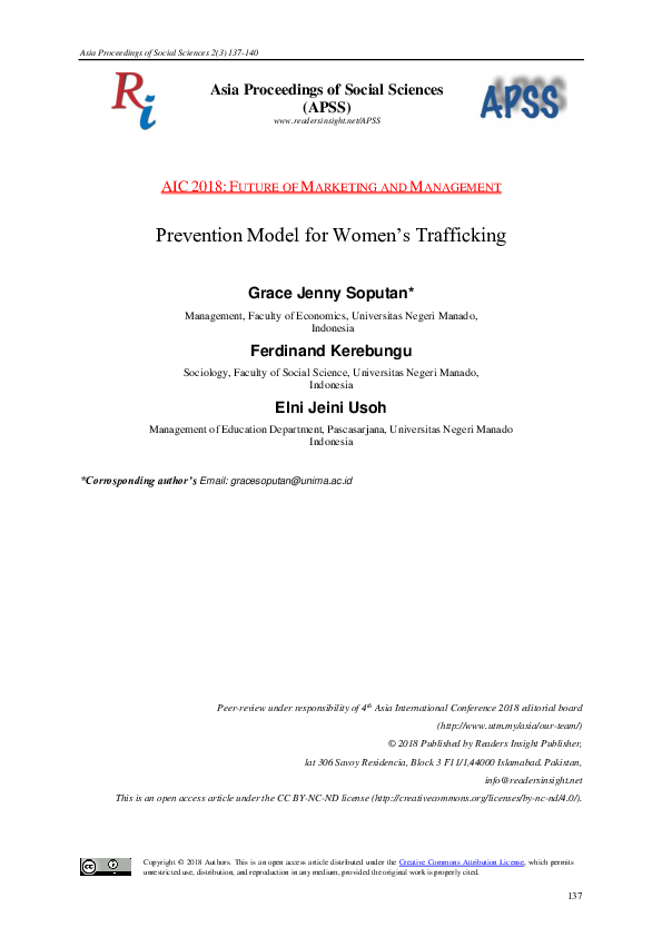 (PDF) Prevention Model for Womenâ€™s Trafficking