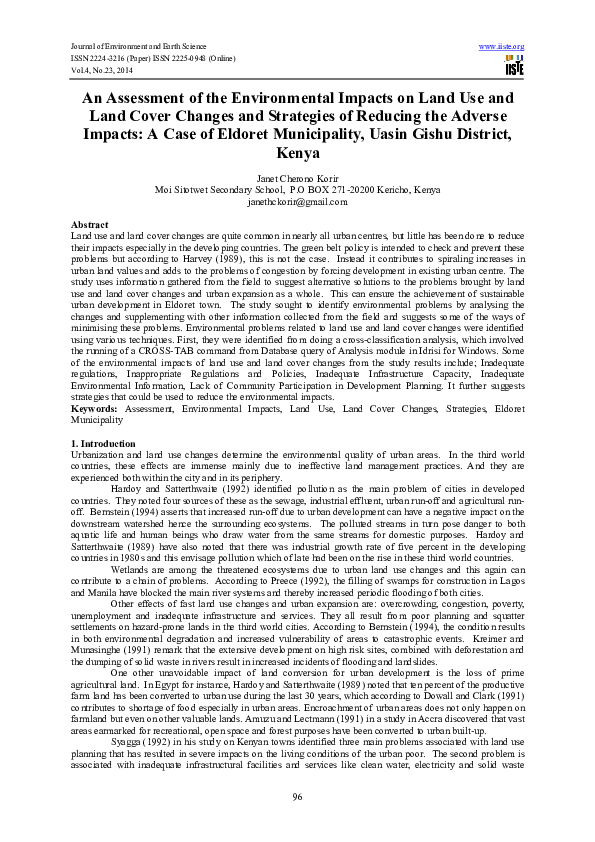 (PDF) An Assessment of the Environmental Impacts on Land Use and Land ...