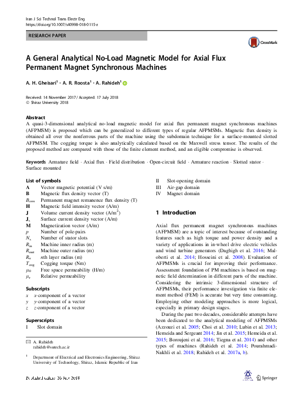 (PDF) A General Analytical No-Load Magnetic Model for Axial Flux ...