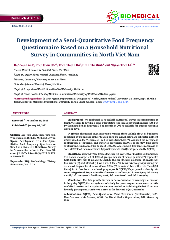 Pdf Development Of A Semi Quantitative Food Frequency Questionnaire Pdf Development Of A Semi Quantitative Food Frequency Questionnaire