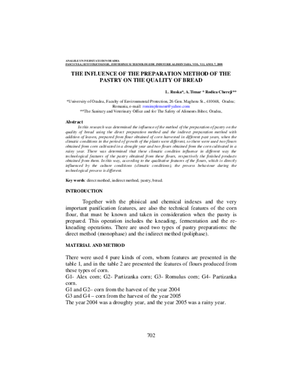 (PDF) The Influence of the Preparation Method of the Pastry on the ...