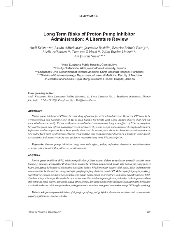 (PDF) Long Term Risks of Proton Pump Inhibitor Administration: A ...