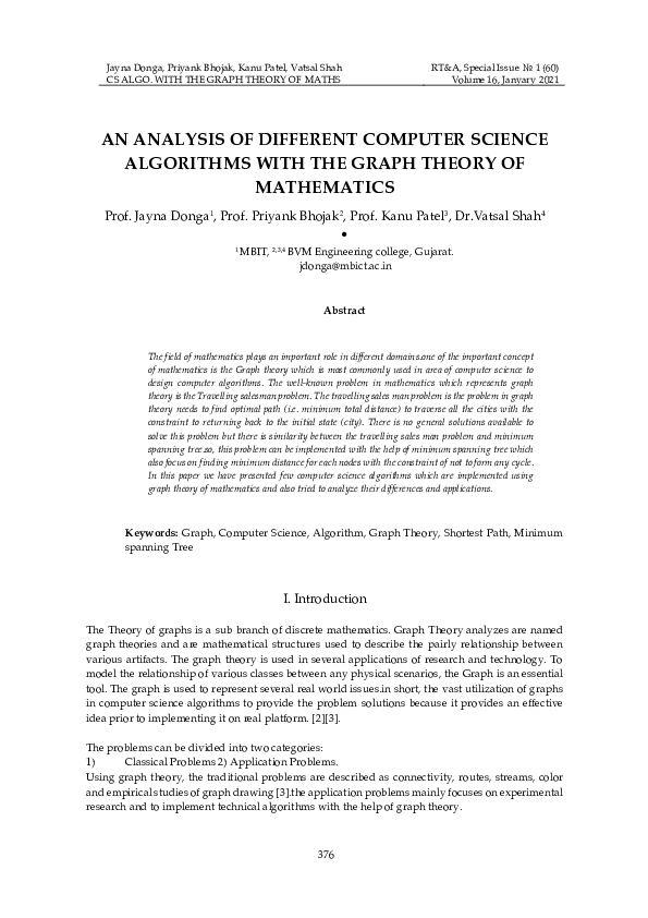 (PDF) An Analysis of Different Computer Science Algorithms with the ...